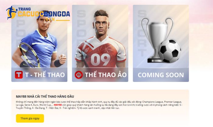 Những bộ môn thể thao nổi bật tại nhà cái May88